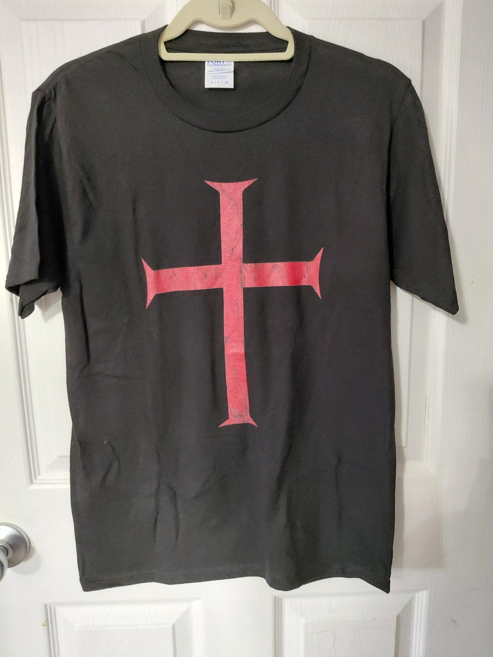 Black Men's Graphic T-Shirt with Red Cross NWOT